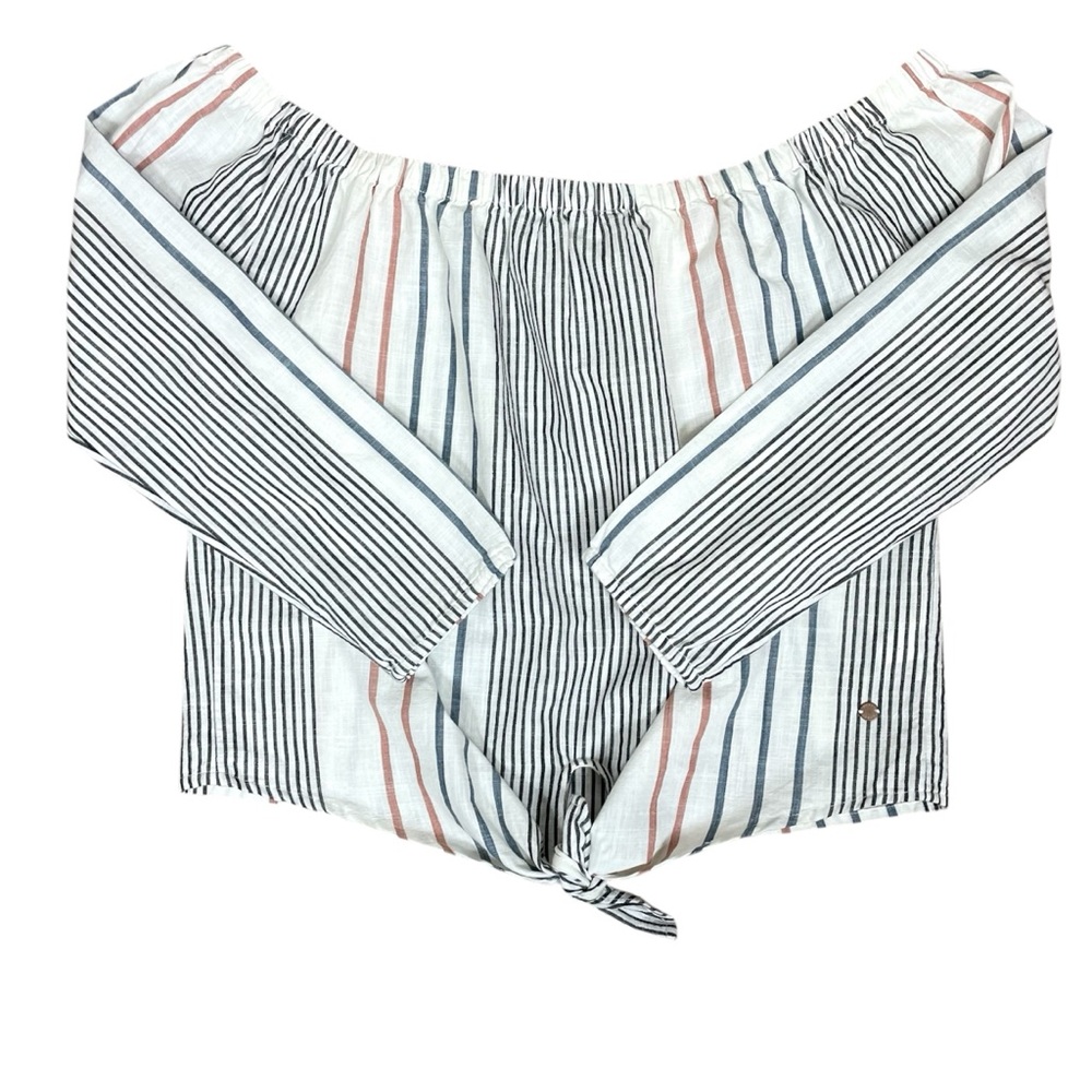 Roxy Off The Should Stripe Top w/ Front Tie Size L